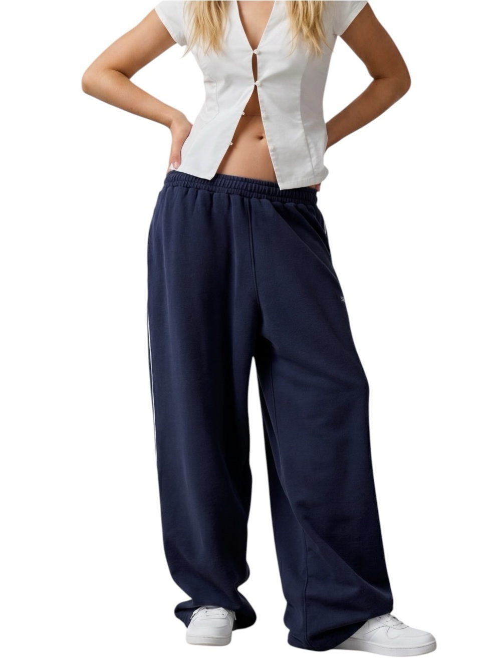 iets frans Harri Wide Leg Jogger Pants Urban Outfitters Navy
